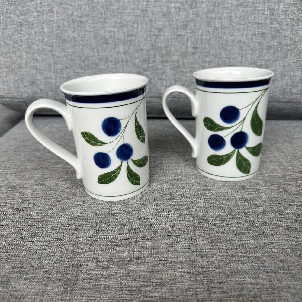 2 DANSK BERRIES BLUEBERRY MUGS PAIR